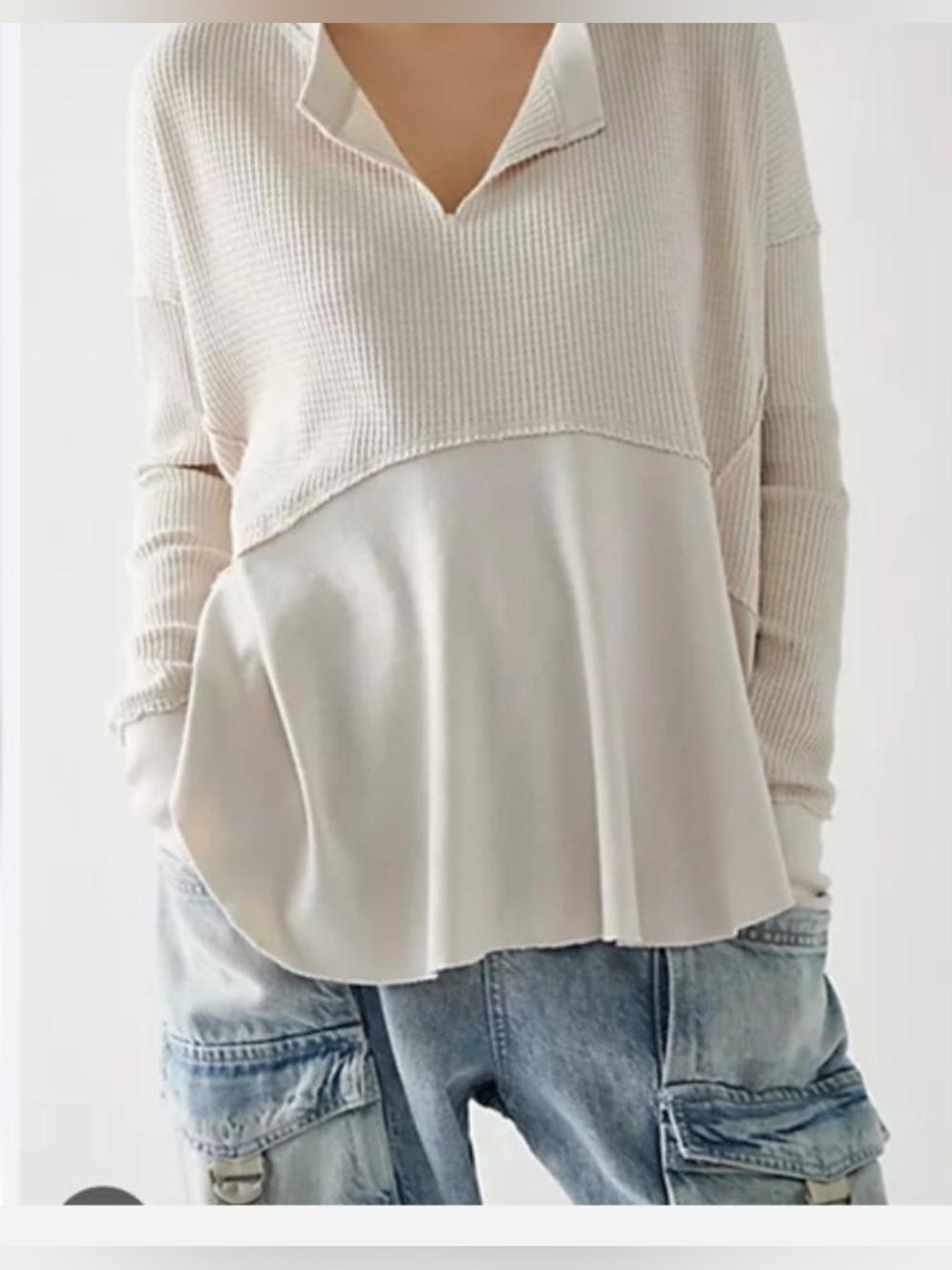 NWT- Free People Monterey Thermal Waffle knit Top (M) - Picture 2 of 7